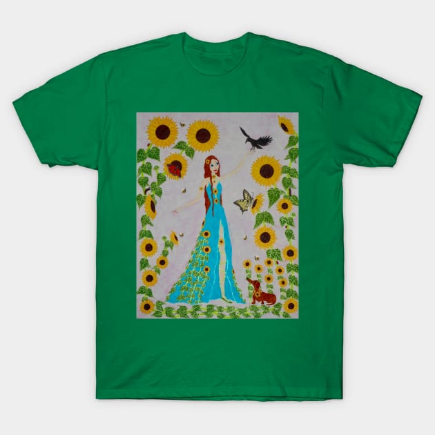 Sumptuous Sunflowers T-Shirt by DebiCady